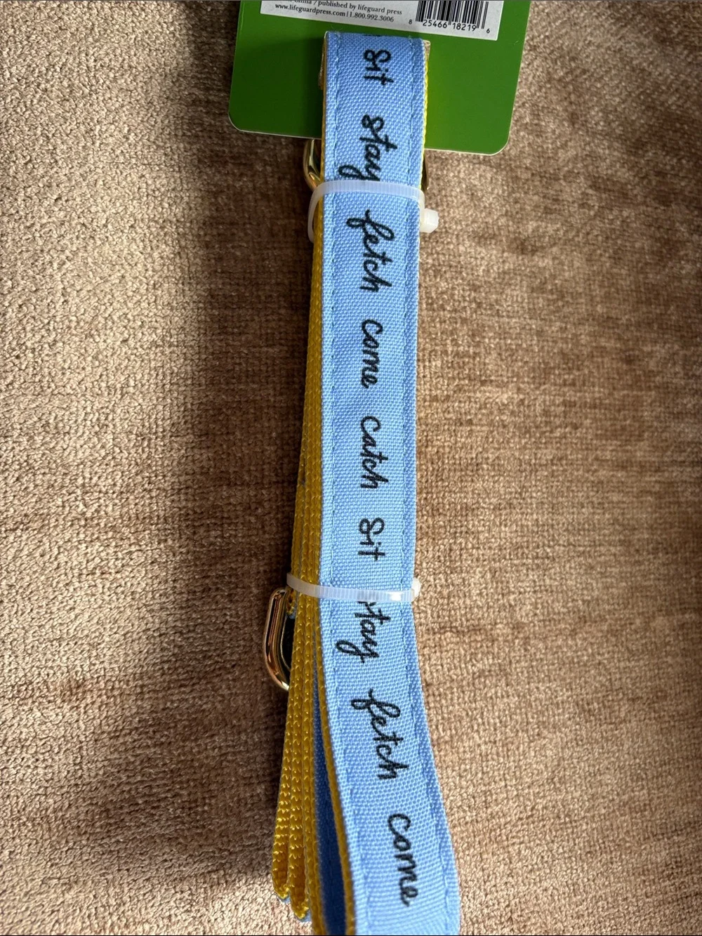 kate spade Blue and Yellow Dog Leash with Gold Hardware